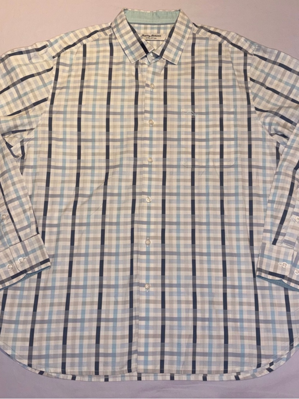 Tommy Bahama Men’s Pima Cotton Plaid Long Sleeve Button Down Shirt Size Large